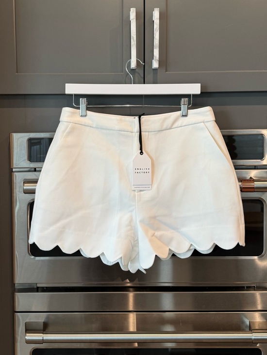 English Factory Pants - English Factory Scalloped High-Waist Shorts